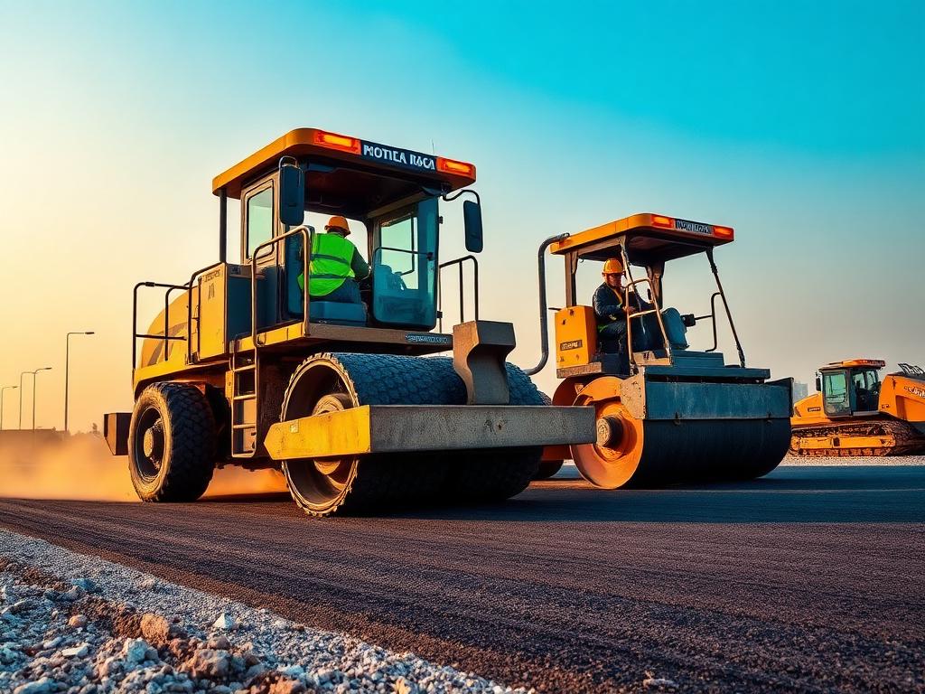 Road construction and asphalt paving